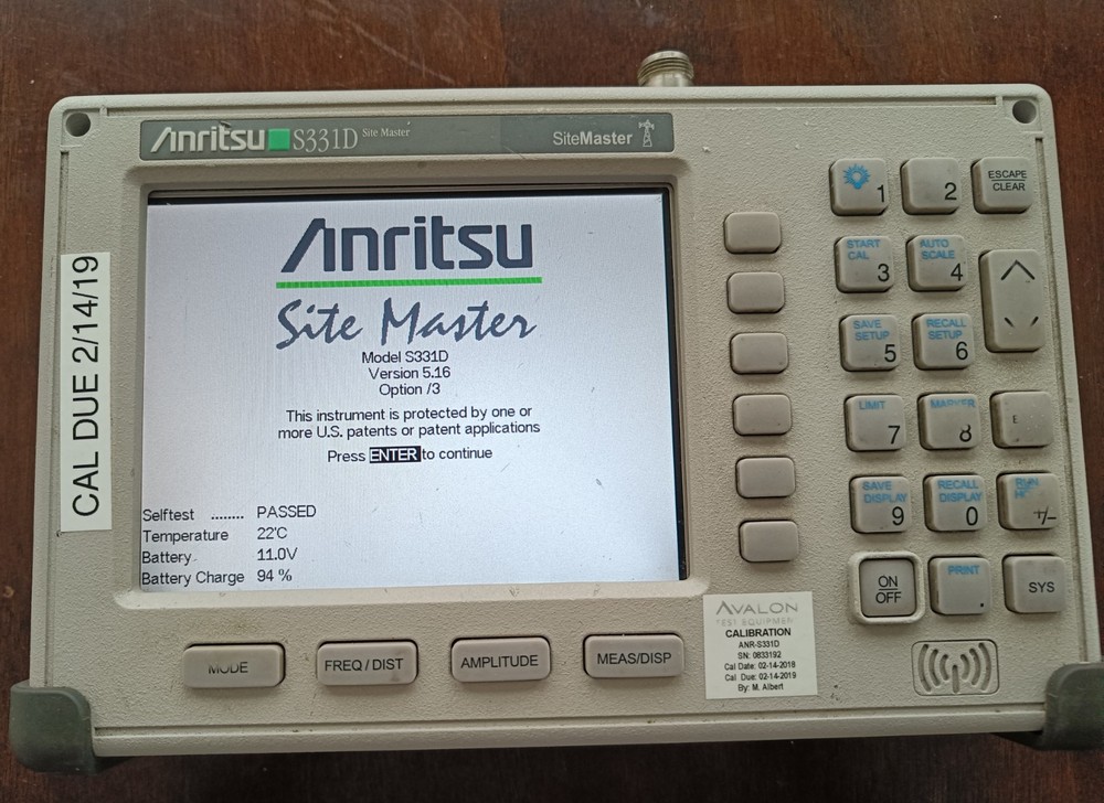 Anritsu SiteMaster S331D Cable & Antenna Analyzer