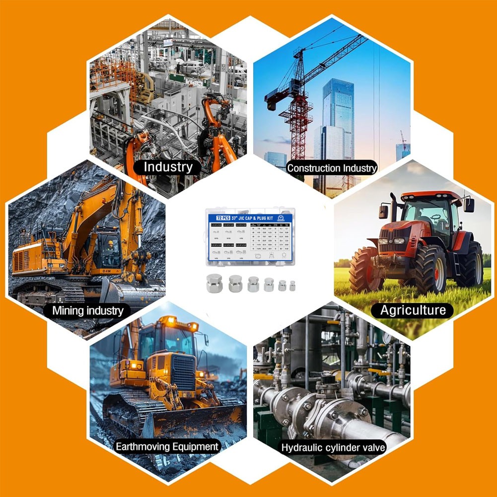 144Pcs 37° JIC & ORFS Hydraulic Cap and Plug Kit Hose Tube and Pipe Fitting Set