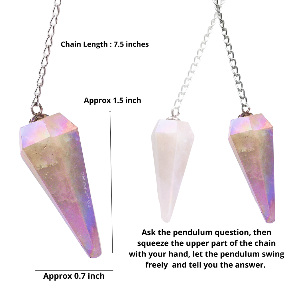 Angel Aura Rose Quartz Dowsing Crystal Pendulum