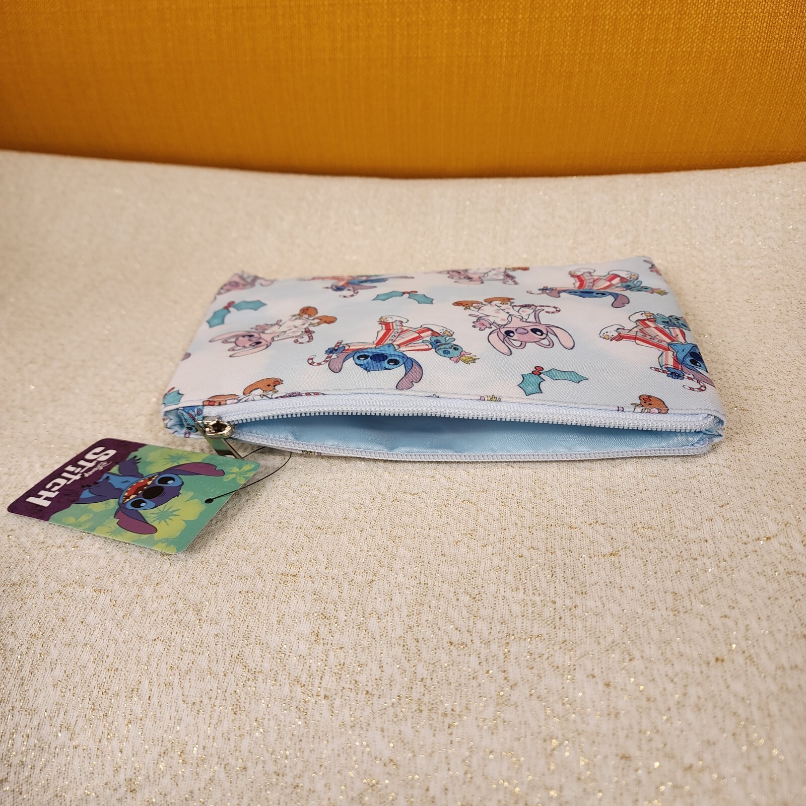 Bioworld Disney Stitch and Angel Holiday PJs Jammies Cosmetic Bag Makeup Pouch