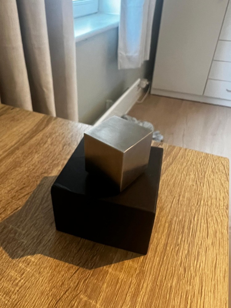 Steel cube Precision Machined Solid Steel Cube – Engineering Art Sculpture / Imp
