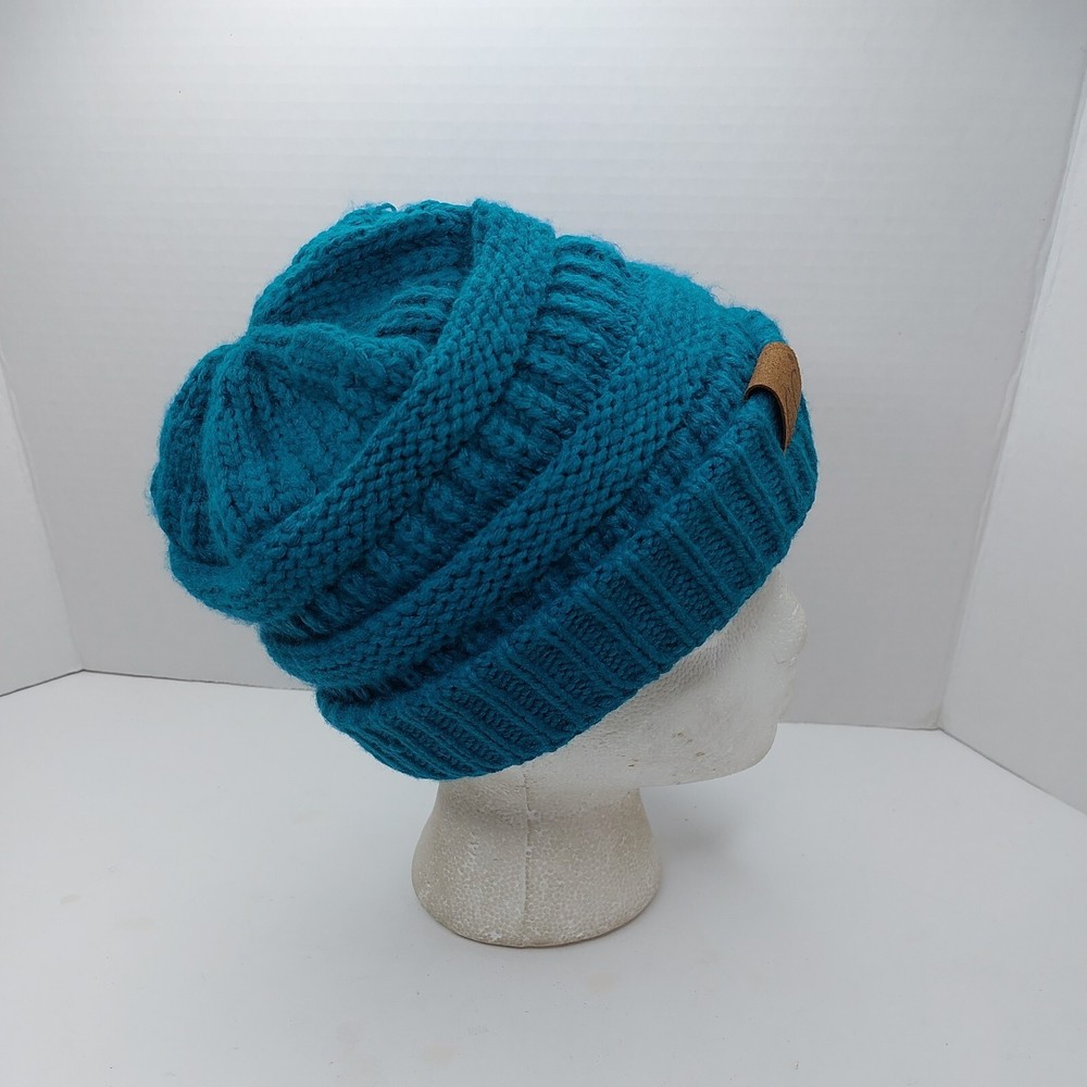 CC Teal Knit Beanie Hat Cap
