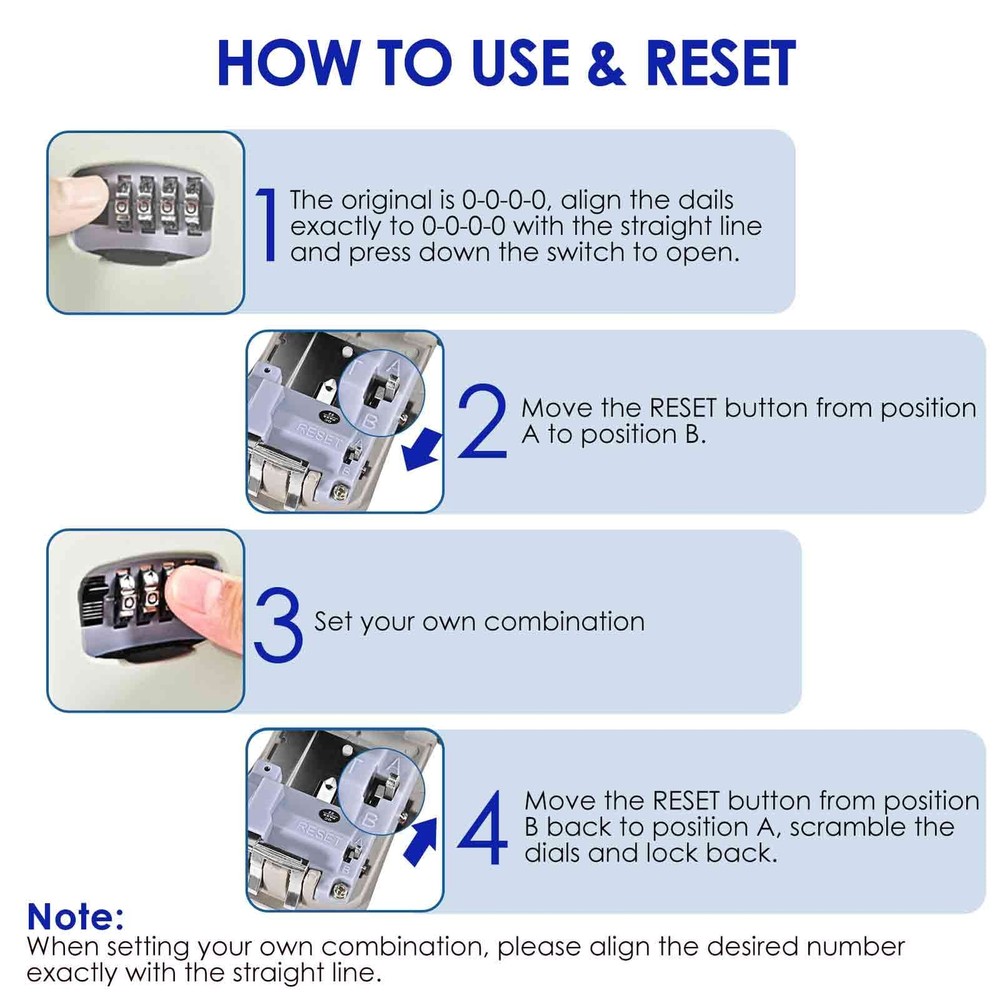 Waterproof Key Lock Box 4-Digit Combination Wall Mount Large Capacity Key Box