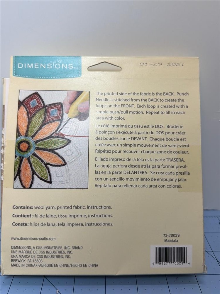 DIMENSIONS Punch Needle Embroidery Kit - MANDALA - 8" Round