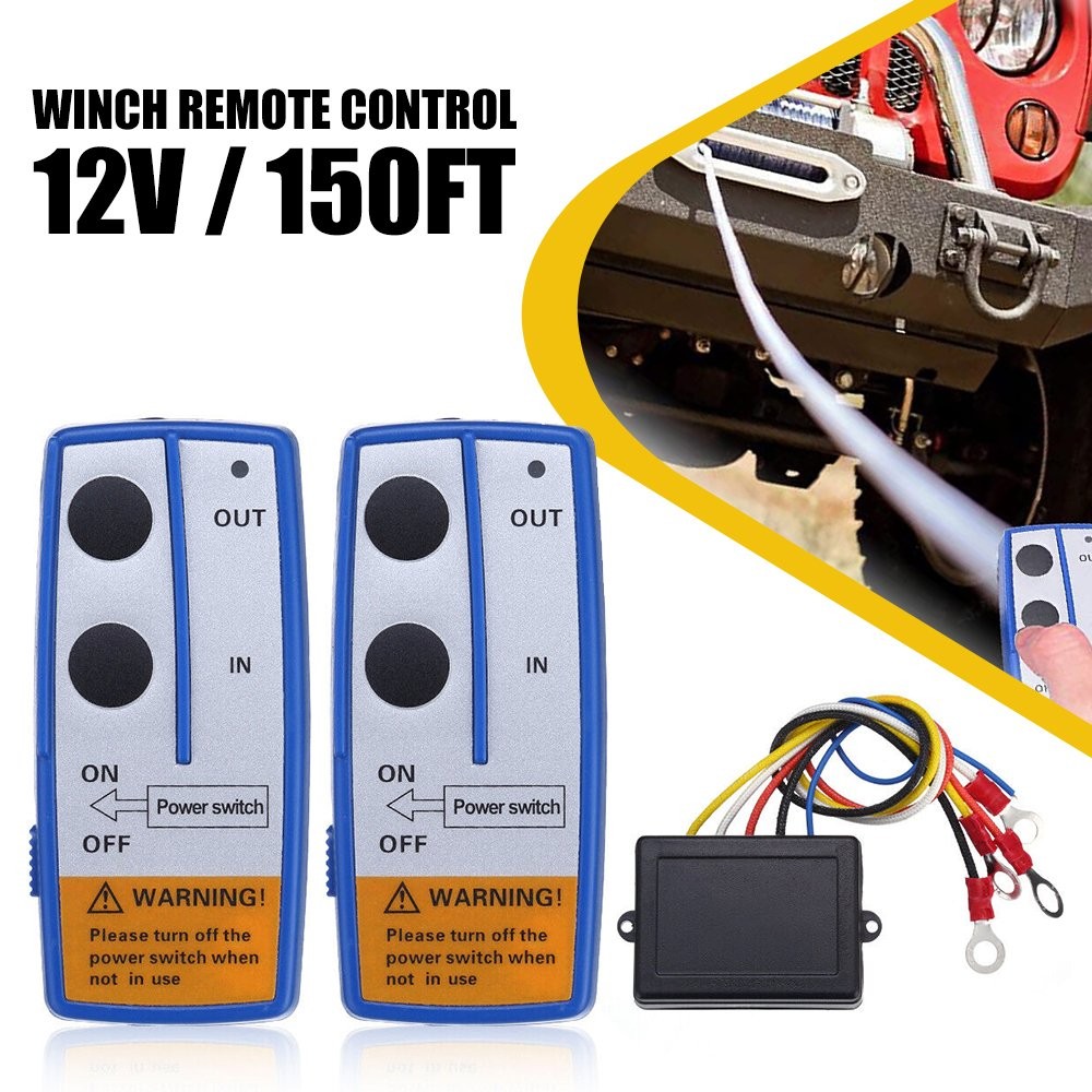 Wireless Winch Remote Control Kit 12V Receiver 150ft Twin Switch Handset