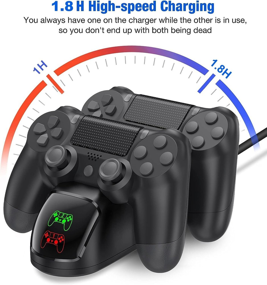 PS4 Controller Charger Dock Station, PS4 Remote Charging Station with Fast-Ch...