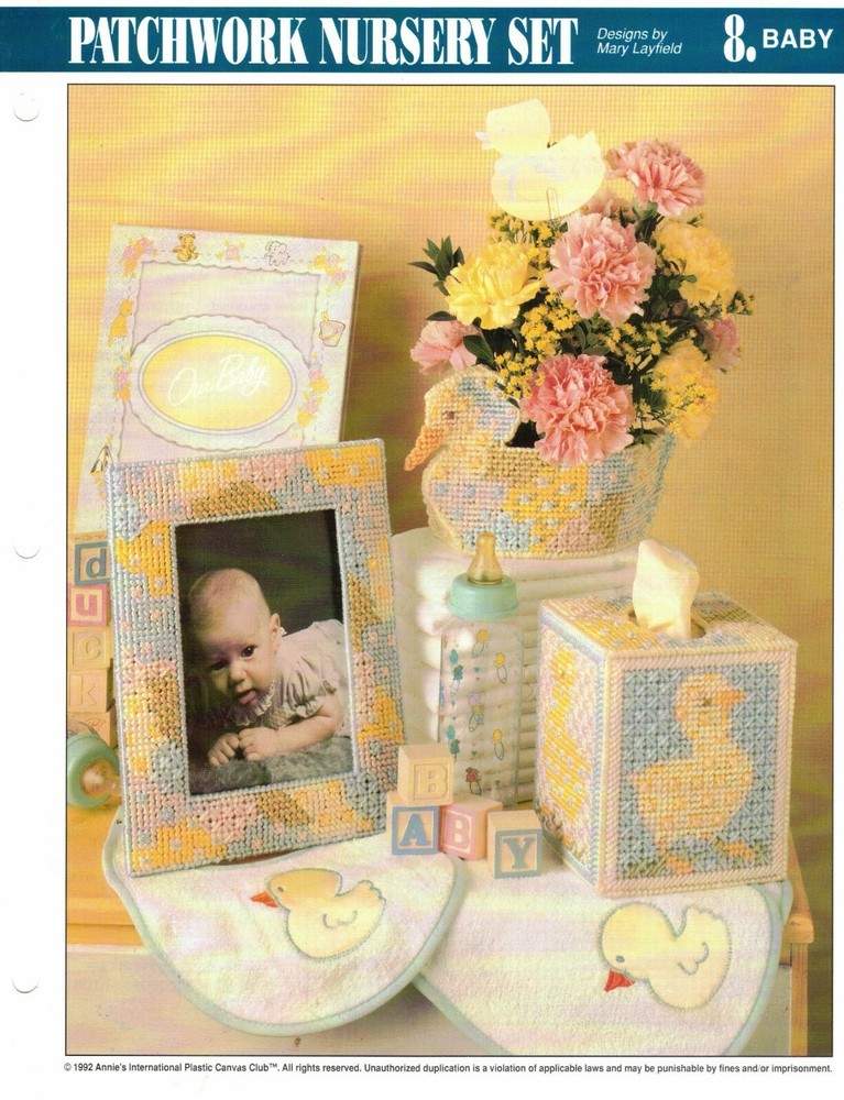 Patchwork Nursery Set For Baby Ducks Plastic Canvas Pattern By Annie's Attic