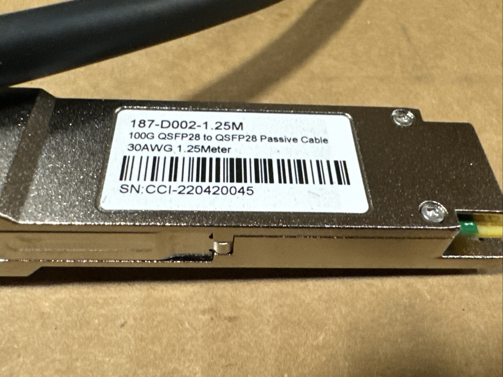 Lot of 5 - CCI 100GbE QSFP28 to QSFP28 PVC 30AWG Passive Cable 187-D002-1