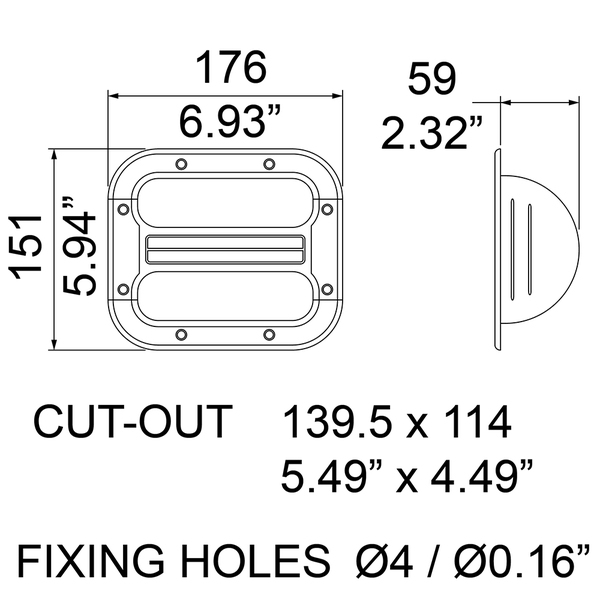 Black Plastic Recessed Speaker Cabinet Replacement Bar Handle