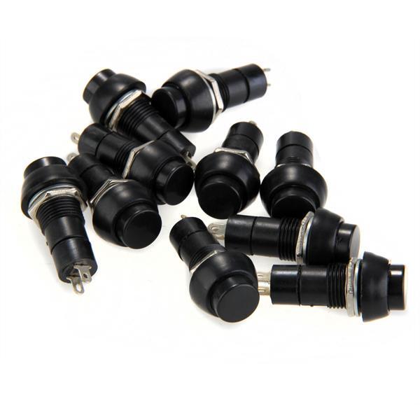 10x On/Off Push Button Bolt-On Switch Black Button Push-To-Make Self-Locking 12V
