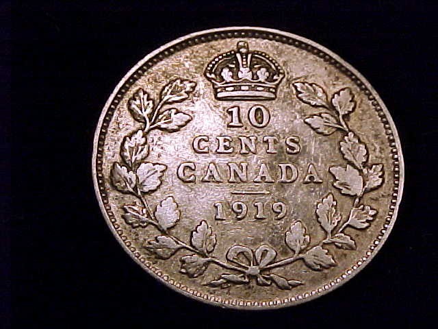 1919 Canada 10 Cent, Very Fine Grade