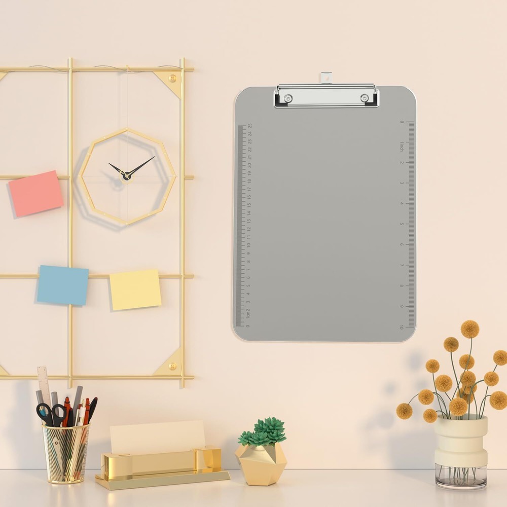 Plastic Clipboards, Translucent Clip Board with Low Profile, Grey 1PC