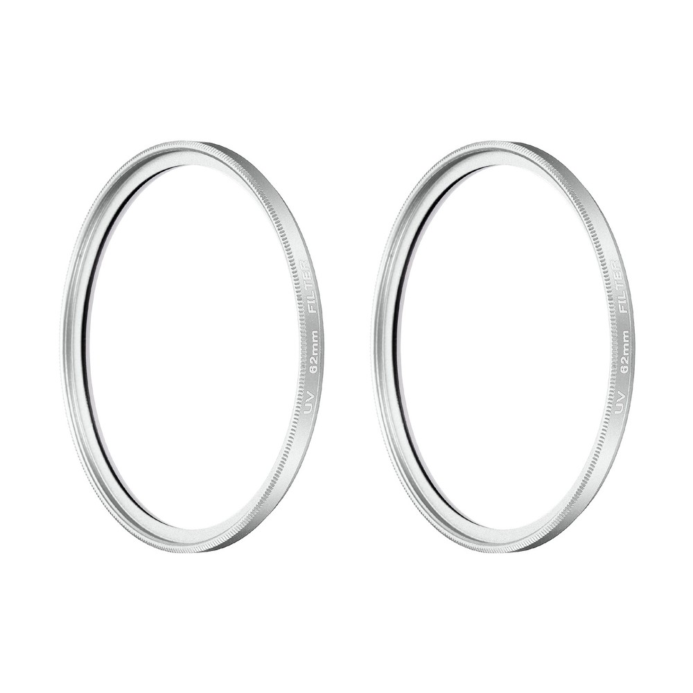 2Pcs 62mm Ultra Slim Lens Filter Multi Coating Camera Len Filter, Silver