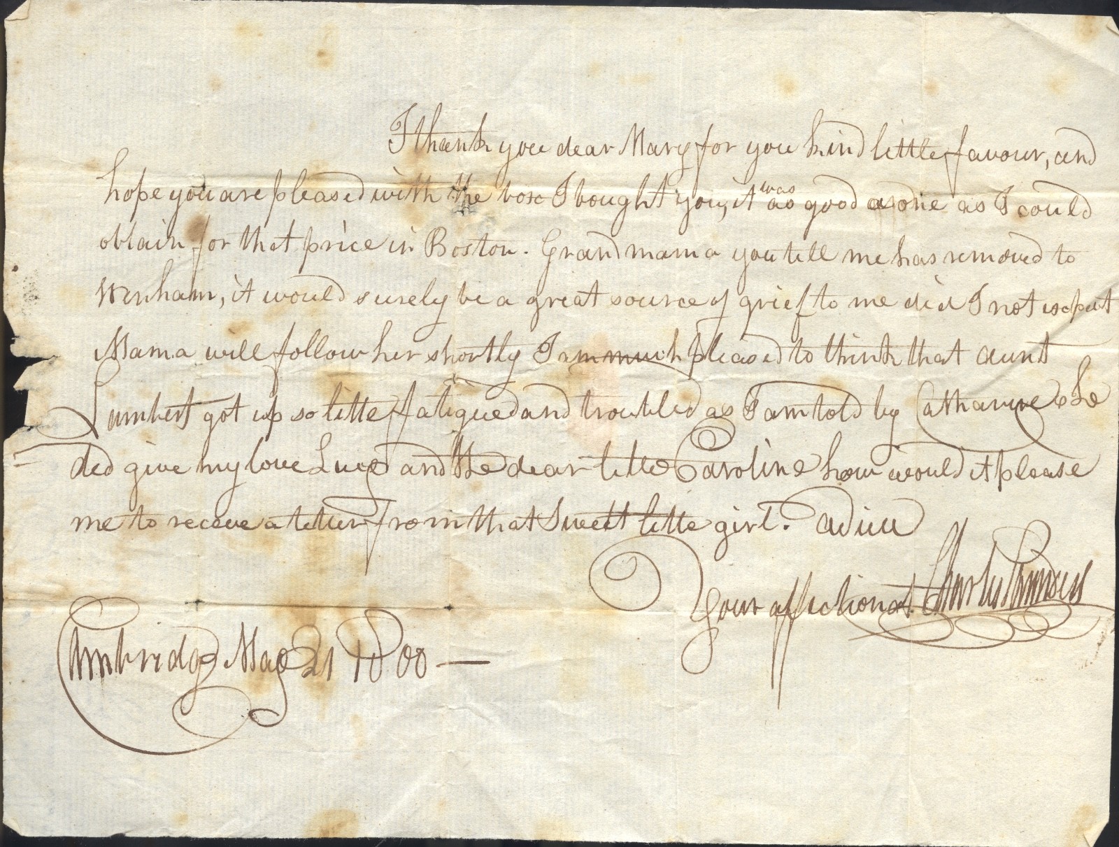 eBay Title 1800 Handwritten Letter Salem Massachusetts – Folded Cover – Wenham &