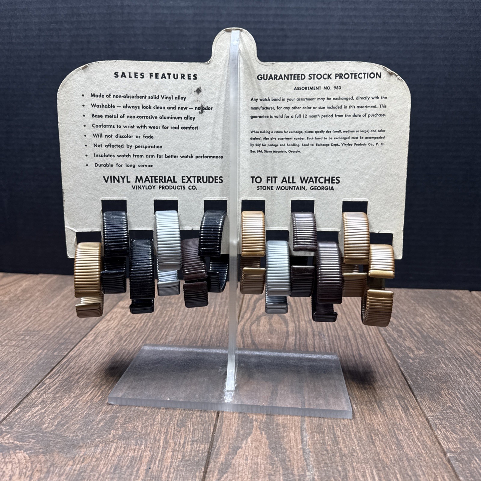 Vinyloy WATCH BAND Countertop Store Display with Watchbands / NOS / Advertising