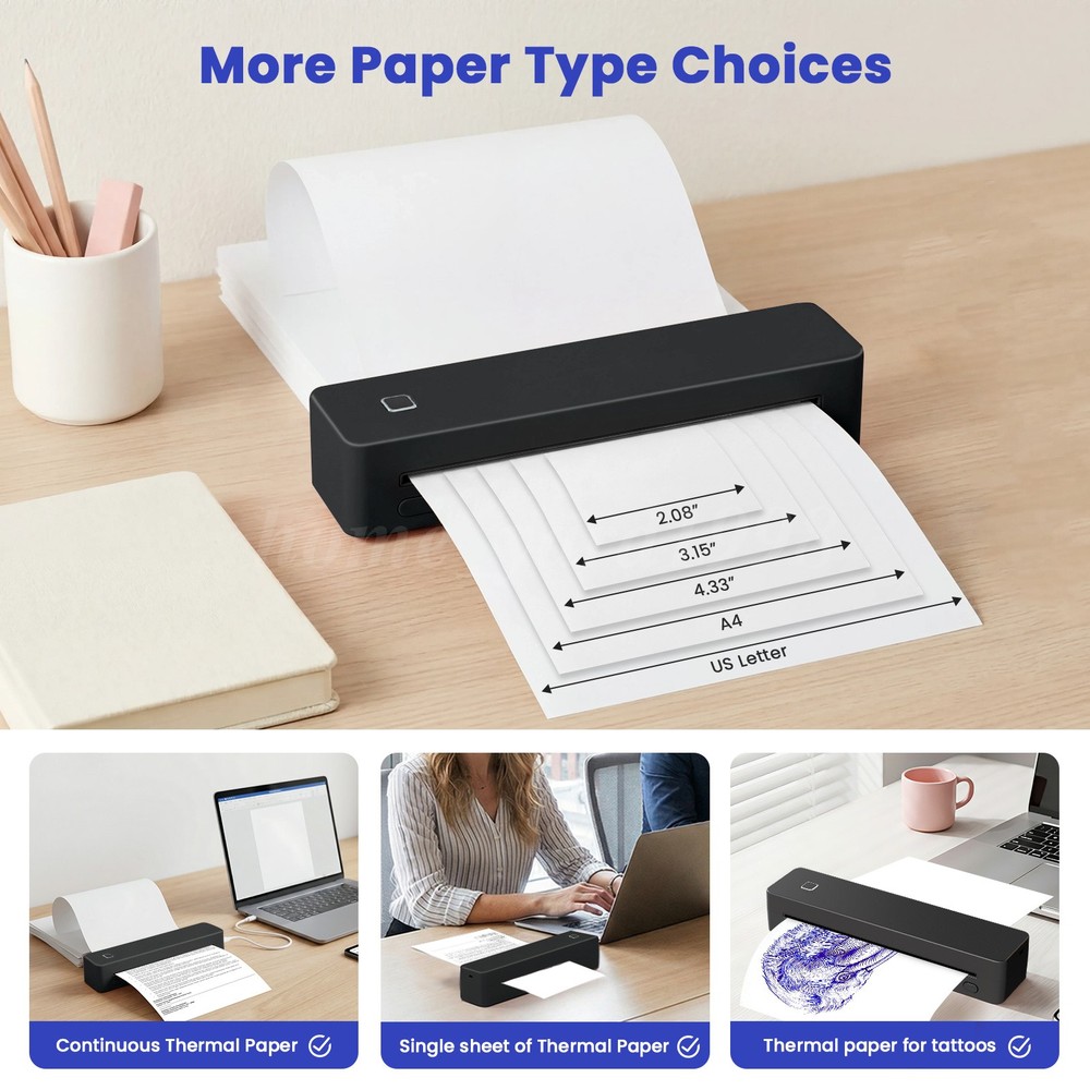 8 inch Wireless Tattoo Stencil Printer Bluetooth USB Portable Thermal Printer
