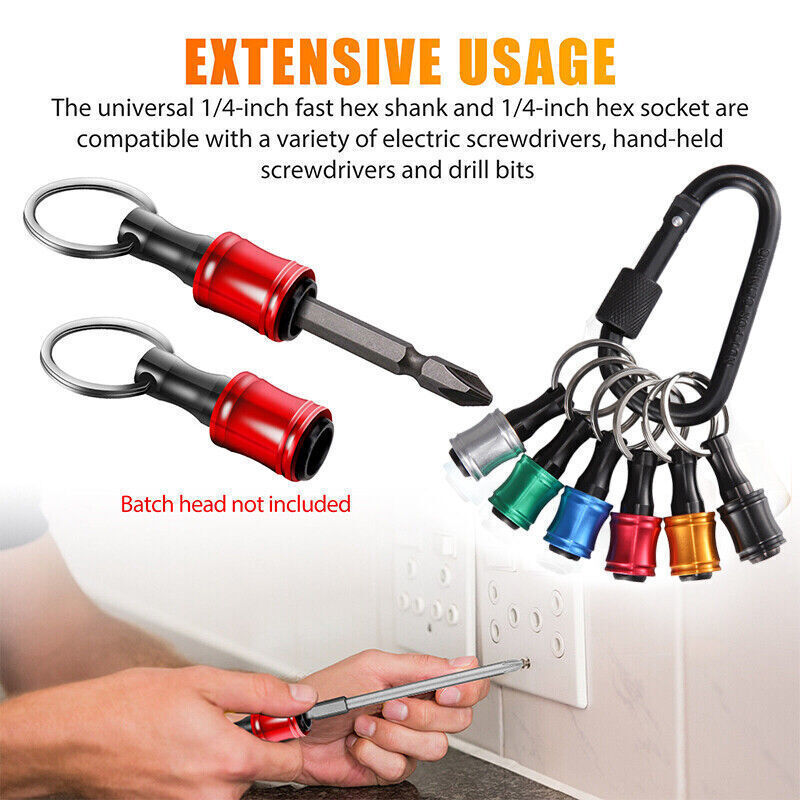 12PCS 1/4" Hex Shank Quick Release Keychain Screwdriver Drill Bit Holder Bit Set