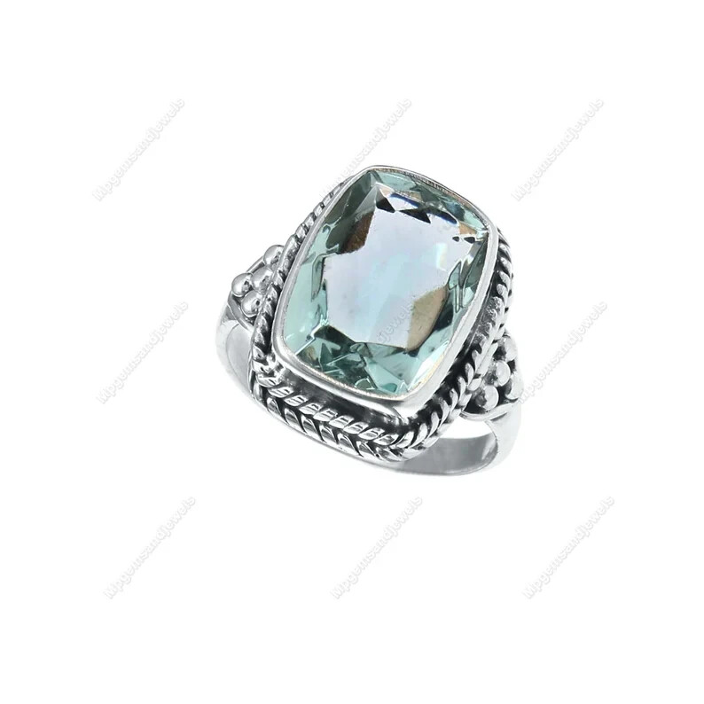 Aquamarine Ring 925 Sterling Silver Band& Statement Ring Handmade Ring All Size