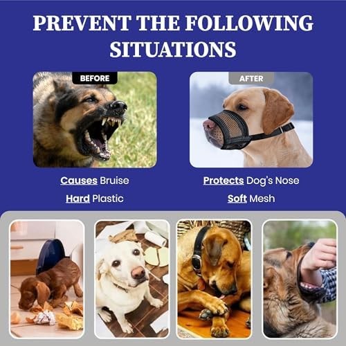 Large Dog Air Mesh Muzzle Adjustable No Bark Anti-Bite