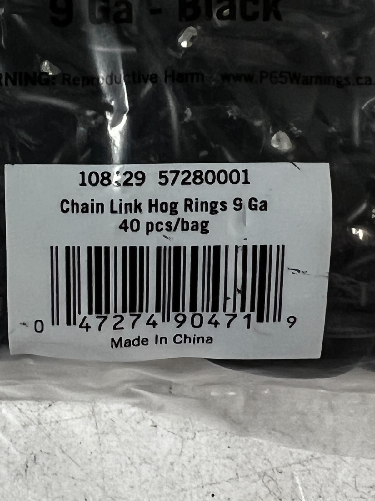 CASE OF 400 Alum. Black Galvanized Steel Chain-Link Fence Hog Rings, 9-Gauge