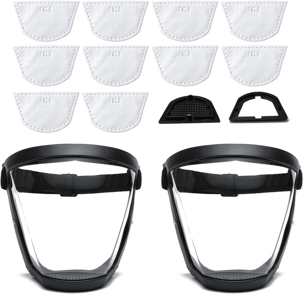 Durable 2 Pack Transparent Face Shield with Ergonomic Design - For Everyday Use