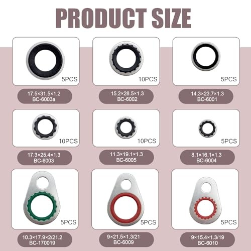 60 PCS Car Air Conditioning Compressor Gasket Assortment Set, Multi