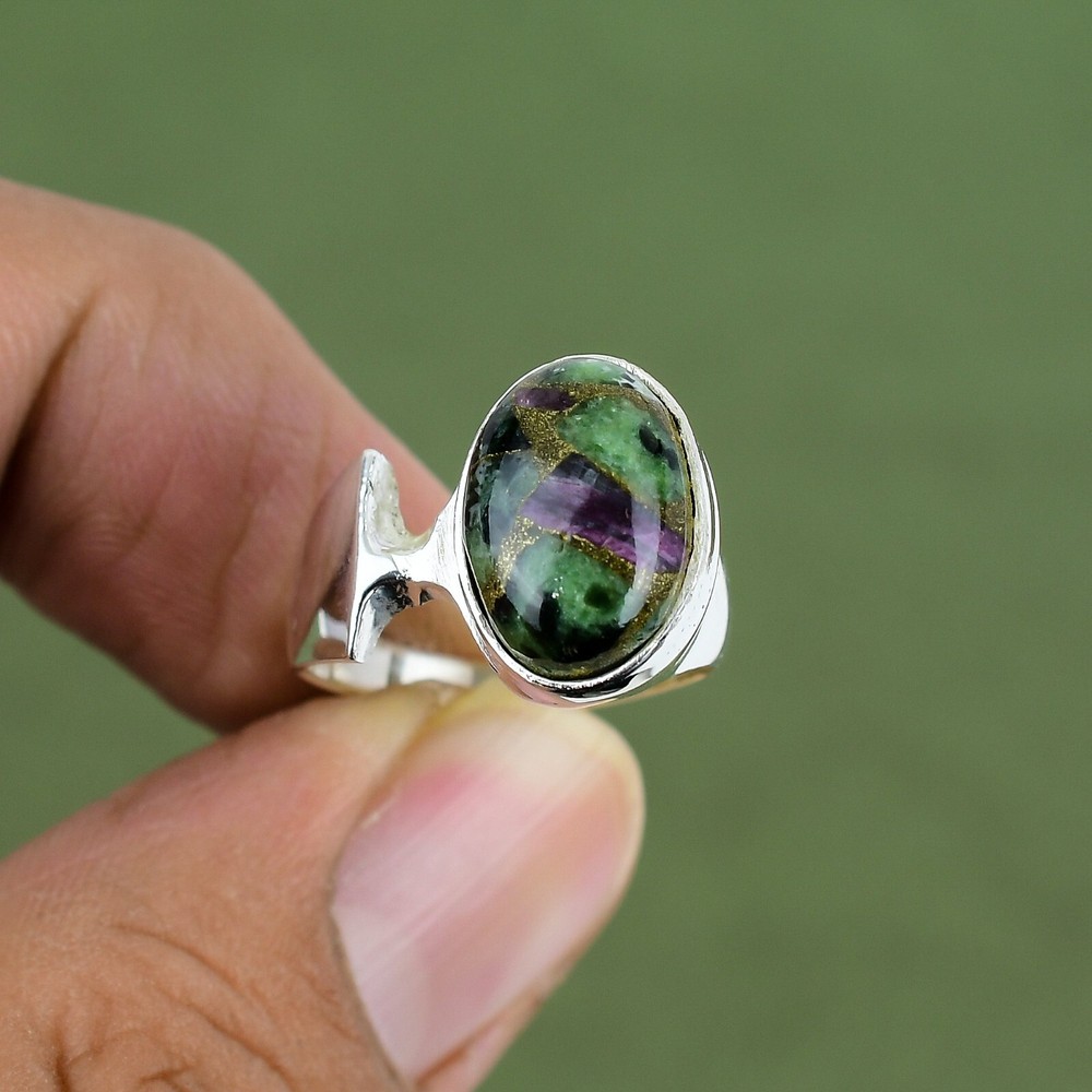 Copper Ruby Zoisite Ring 925 Sterling Silver Antique Ring Available In Ring Size