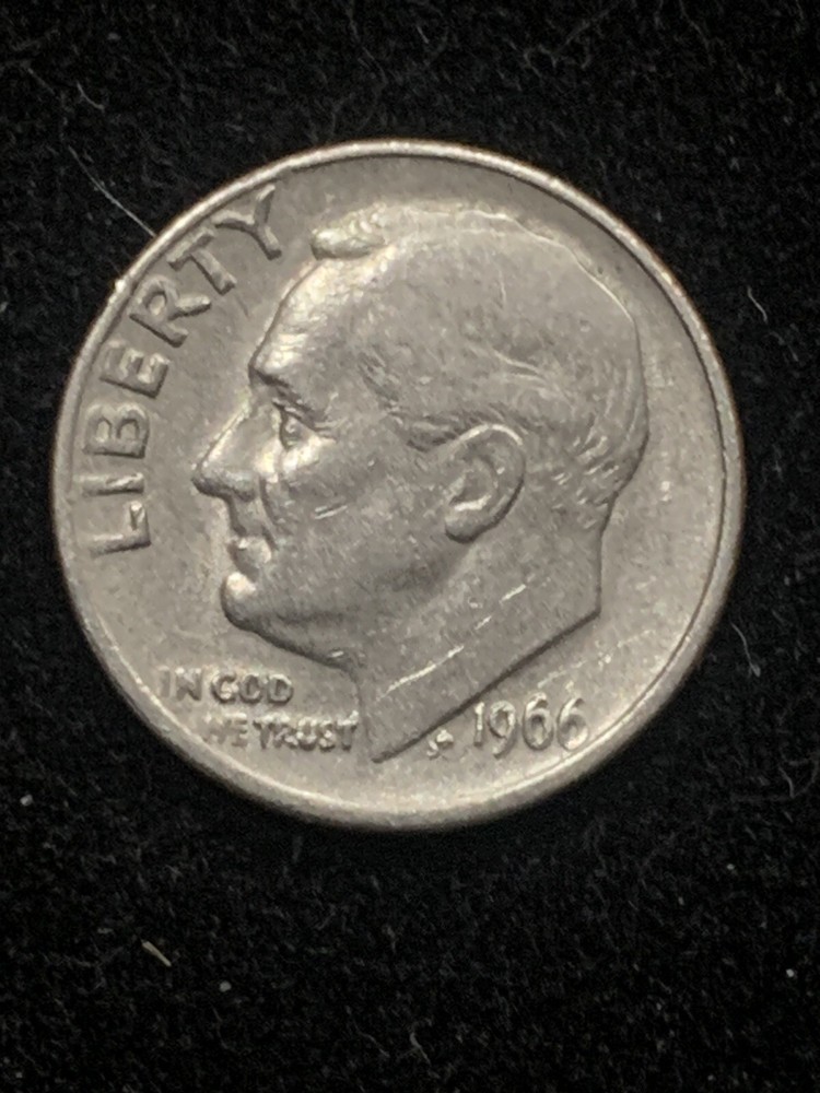 1966 Roosevelt dime no mint mark, Distorted Lettering/errors Thru Out The Coin