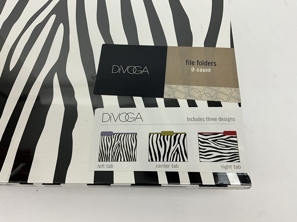 3 Pack DiVOGA File Folders 9 Count 27 Total Multicolor Zebra New