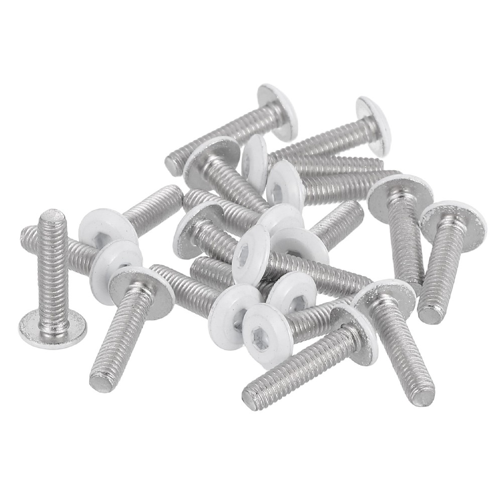20 Pcs M2.5-0.45 x 10mm Button Head Hex Socket Head Screws, White