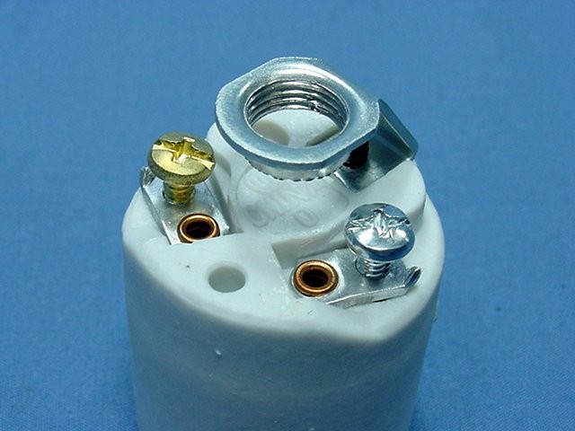 Leviton 3152-8 Medium Base Keyless Porcelain Lamp Holder Socket with Hickey