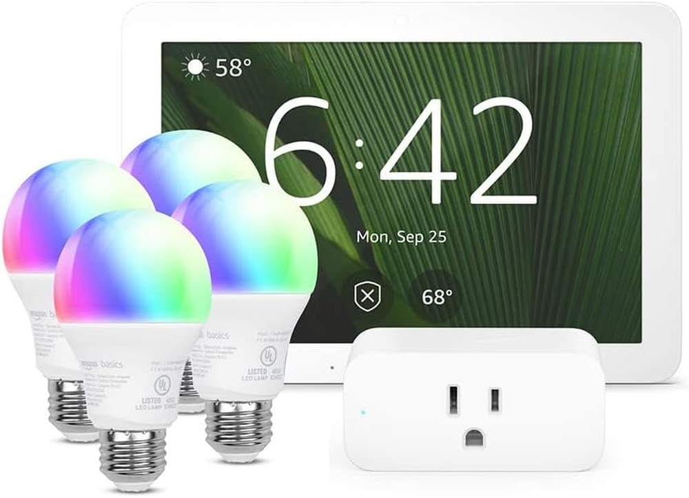 Smart Home Starter Kit | Includes Echo Hub, Smart Plug and 4 Basics Smart Bulb