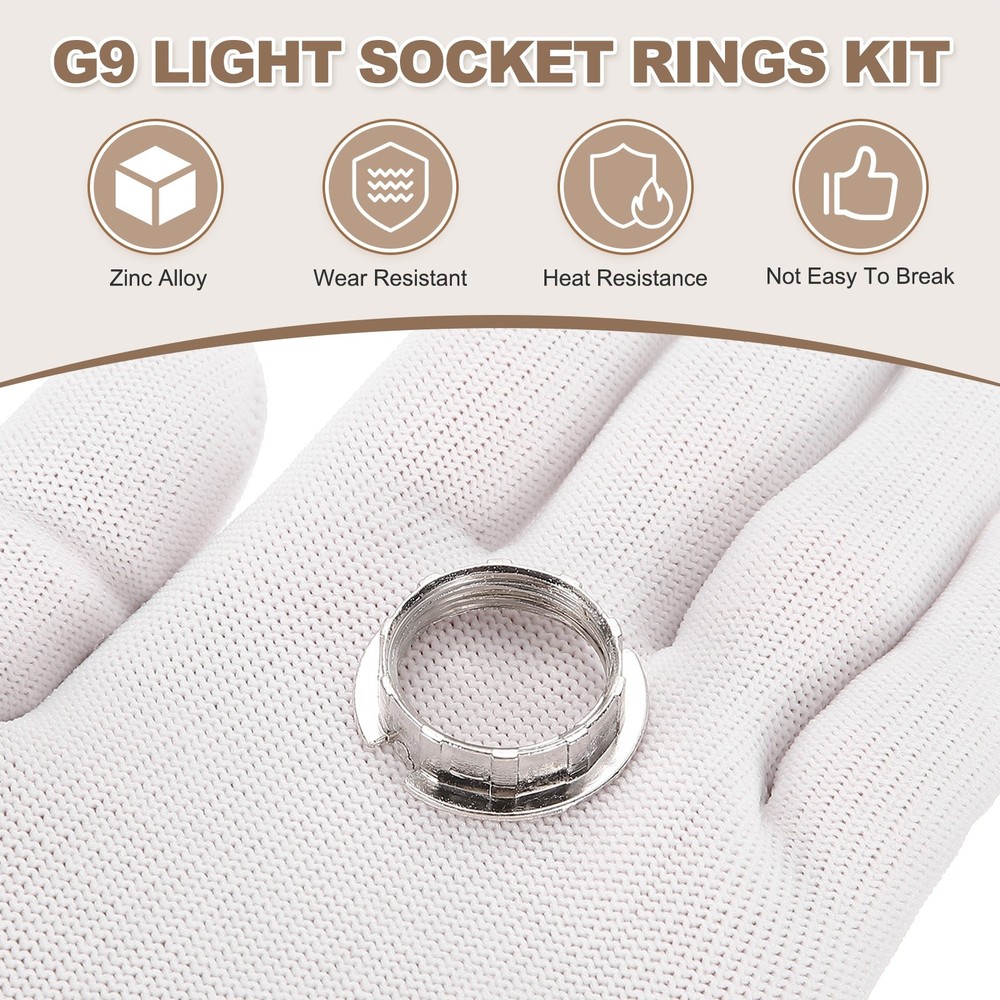 9 Pcs G9 Light Socket Rings Metal for 3/4in Thread Diameter G9 Socket(Small)