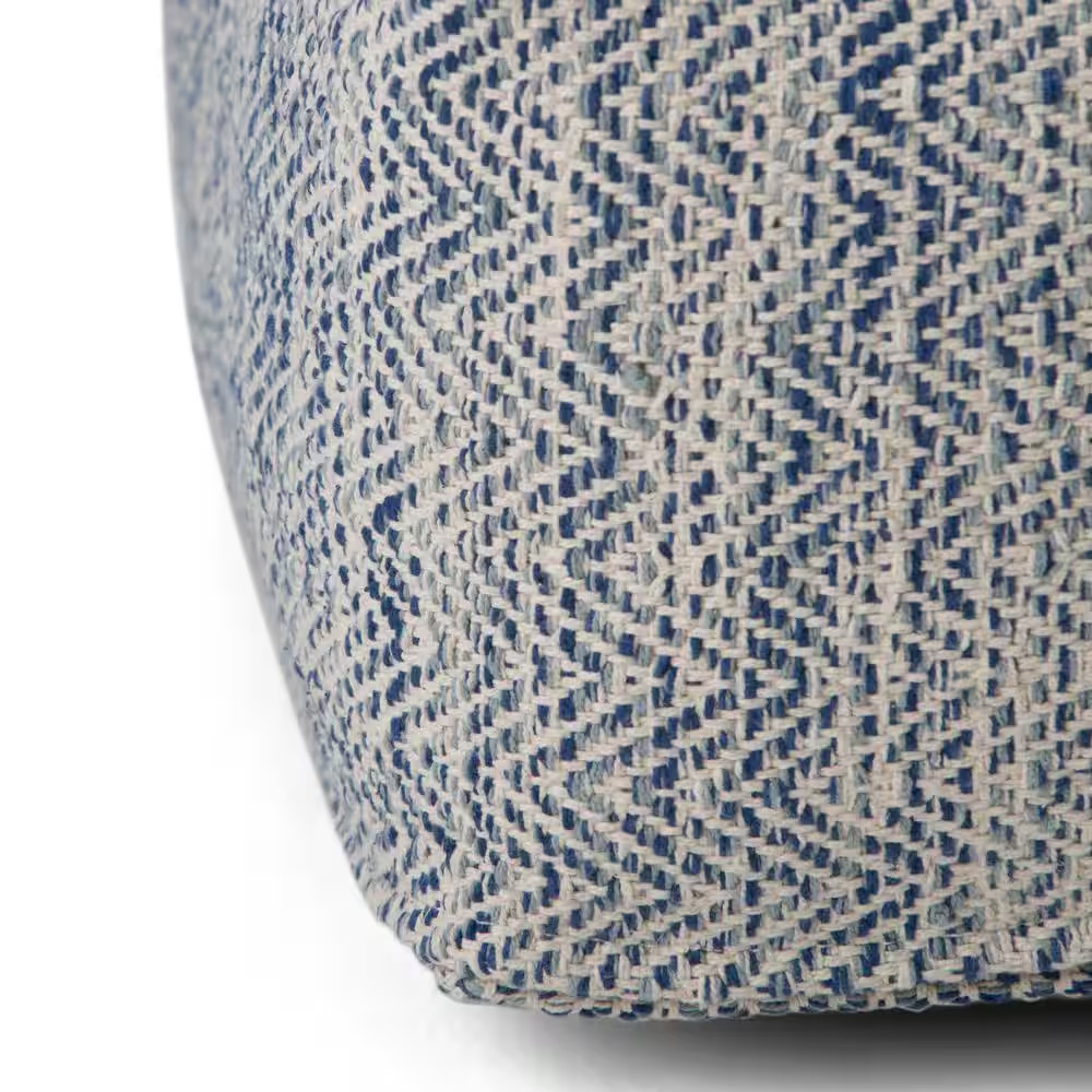 Nate Boho Square Pouf in Patterned Denim Melange Cotton