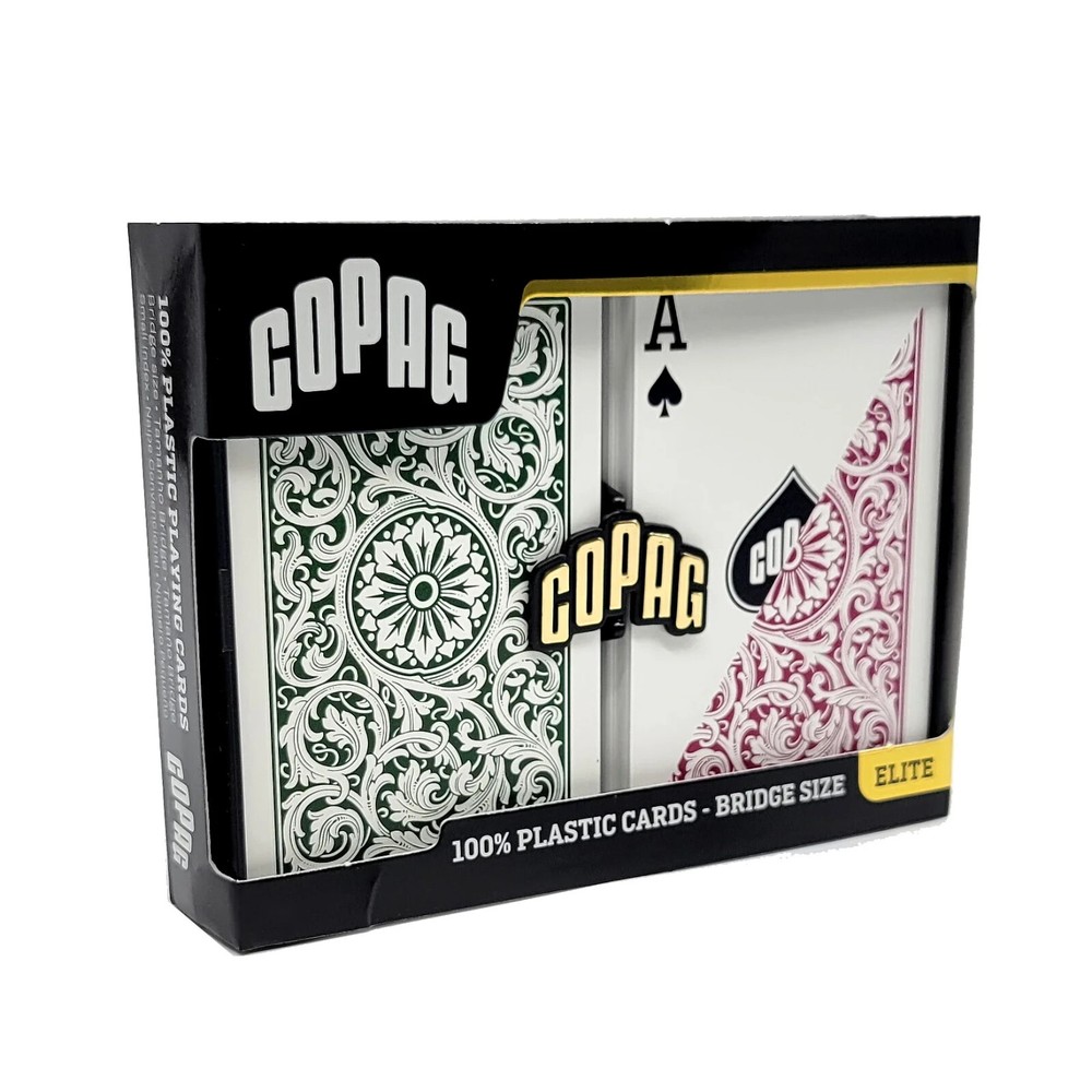 Copag 1546 Burgundy & Green - Regular Index - Bridge