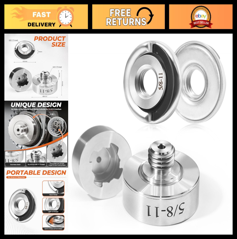5/8"-11 Thread Adapter Kit for Quick Change Nut, Fits XLOCK Angle Grinders, Conv