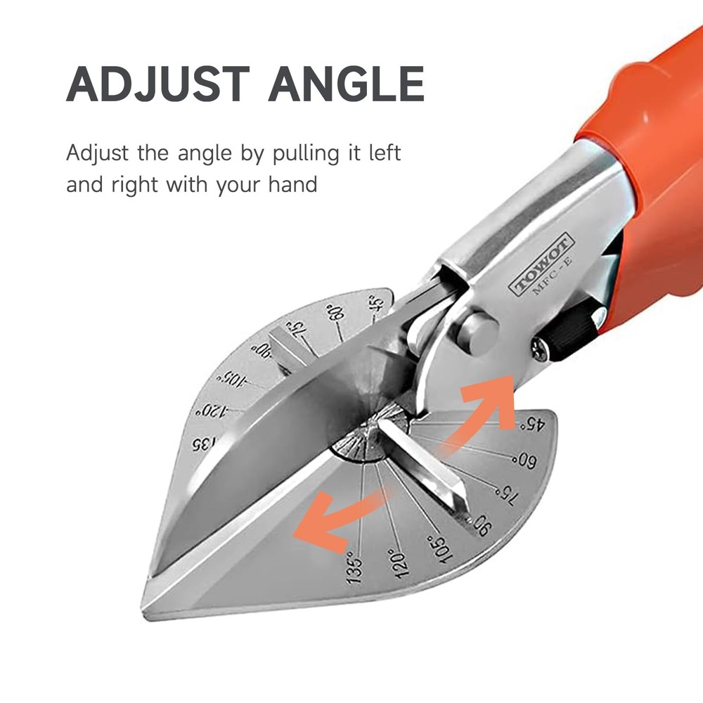 TOWOT Sharp Multi Angle Miter Shear Cutter, Adjustable at 45 To 135 Silver