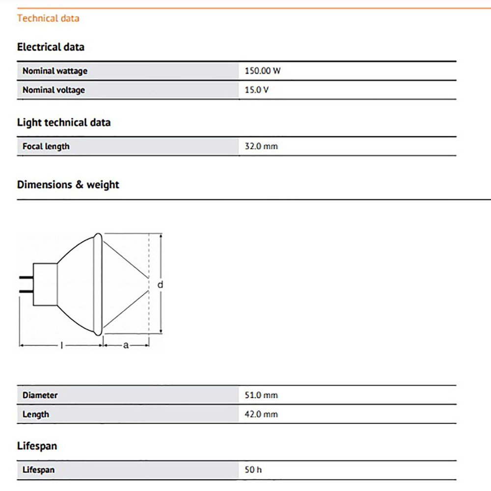 OSRAM HLX 64634 EFR 15V 150W Gastroscope Microscope Cold Light Source Cup Lamp