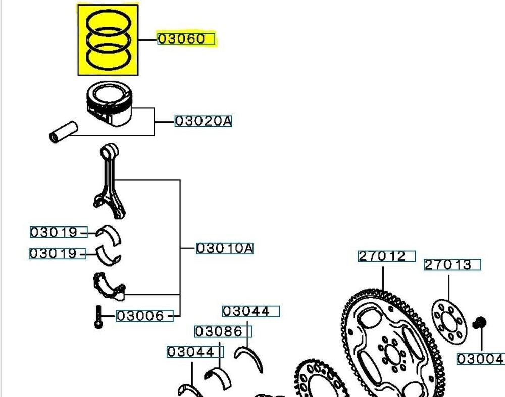 1110B605 Mitsubishi Lancer Evolution 4B11 Engine OEM Genuine One Piston Ring Set