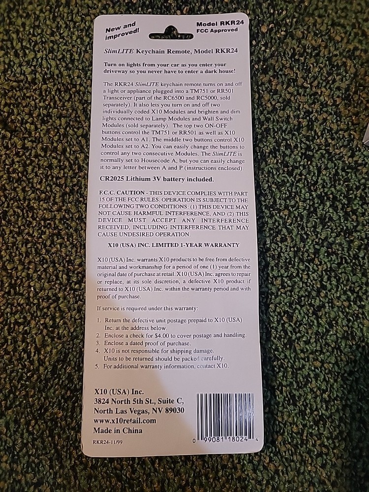 RKR24 SlimLite Keychain Remote Control New!