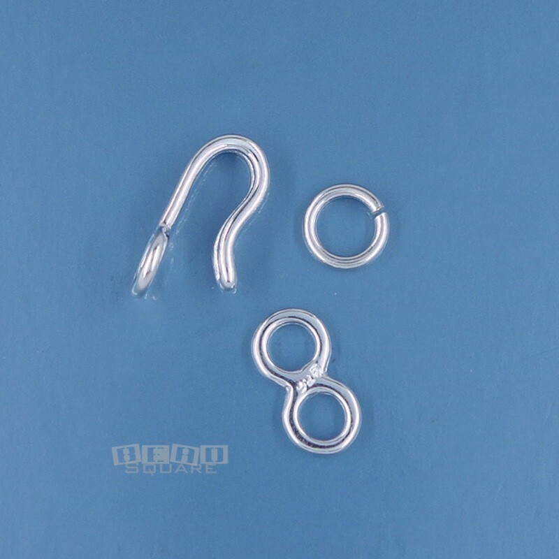 1 Set Solid Sterling Silver Hook Clasp w/ Eye Connector & Open Jump Ring #33231