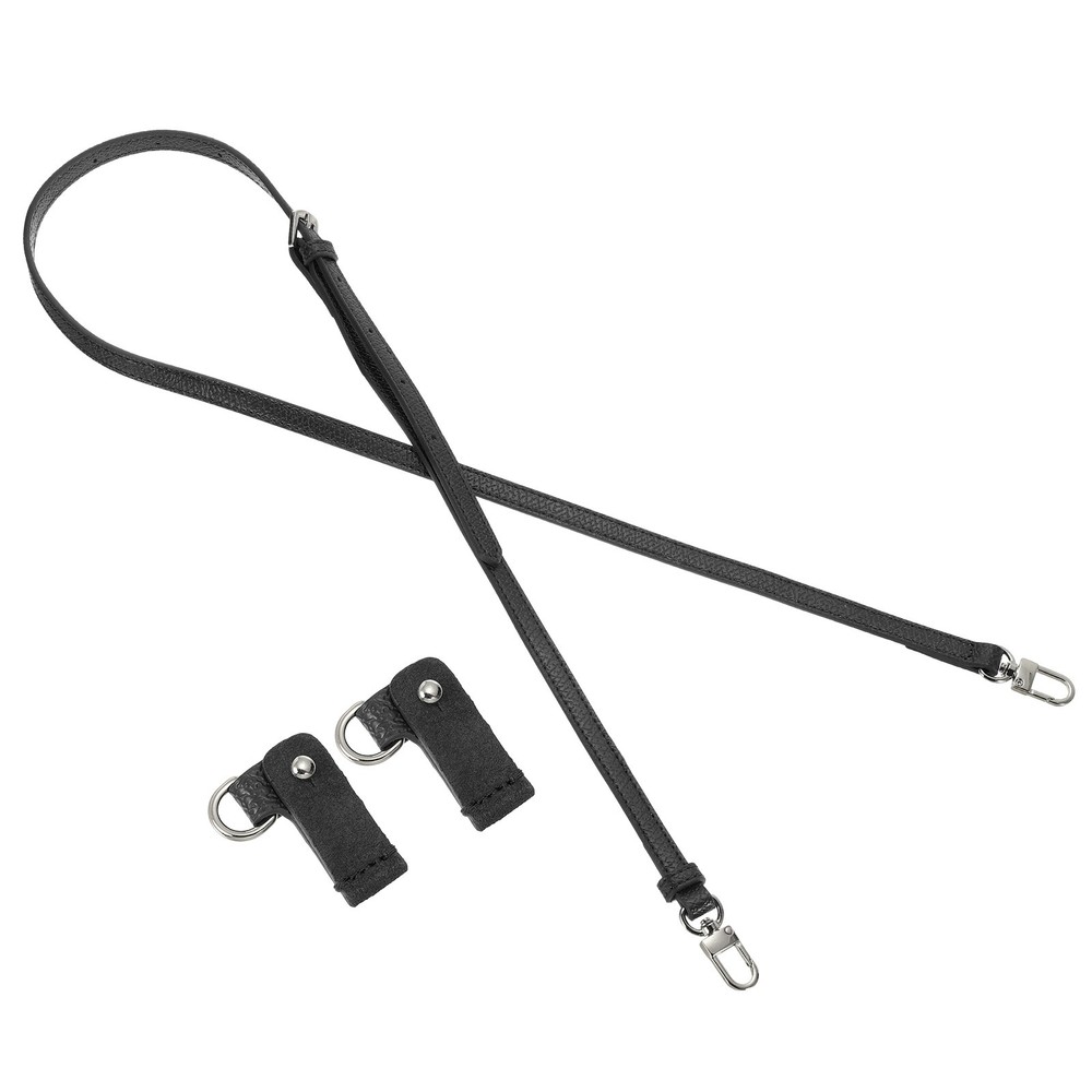 Adjustable Leather Shoulder Strap Purse Strap with Silver Clasp Black