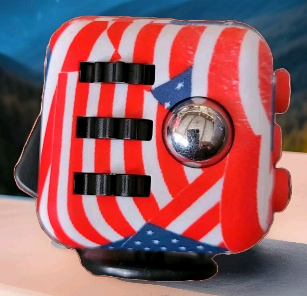 Fidget Cube American Flag Design Black Case