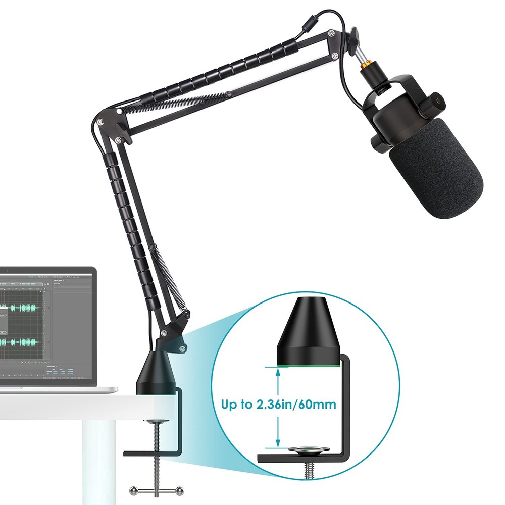 Podmic Stand with Pop Filter & Foam Windscreen - Microphone Boom Arm