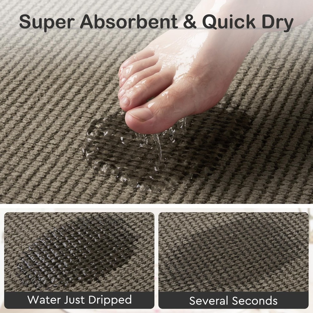 Bathroom Runner Rugs-Chenille Absorbent Bath Mat Runner Quick Dry-Rubber Back...