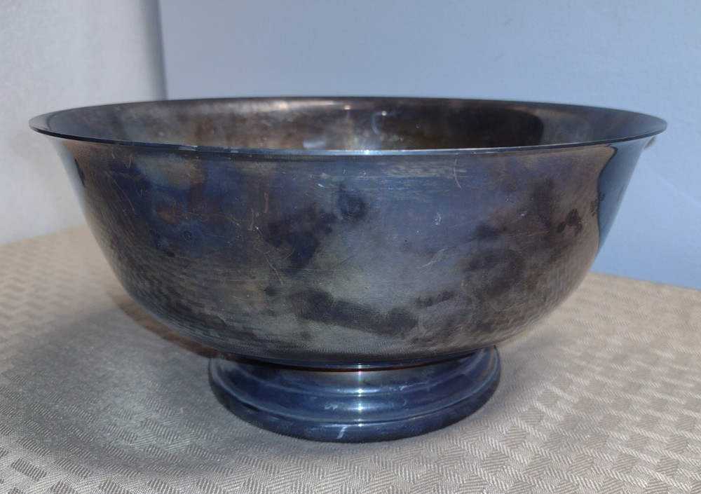 Vintage Gorham EP YC781 Silver Plate Footed Serving Bowl, 9" x 4.25" Nice Patina