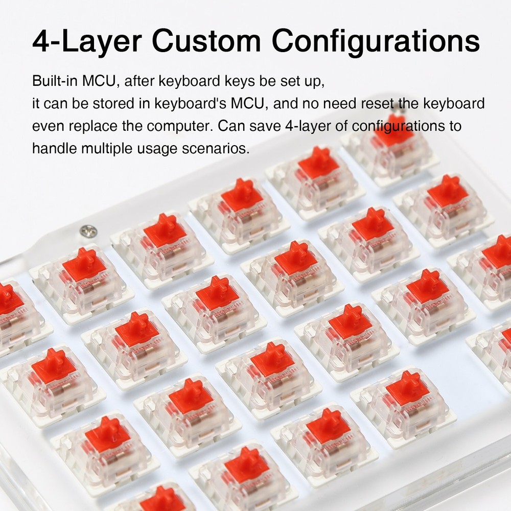 Mechanical Gaming Keyboard 23 Programmable Keys Red Switches Blue LED Backlit