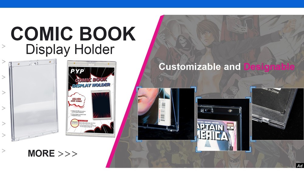 2ct Magnetic Comic Book Display Cases - UV Protected, Wall Mountable Holders, Cl