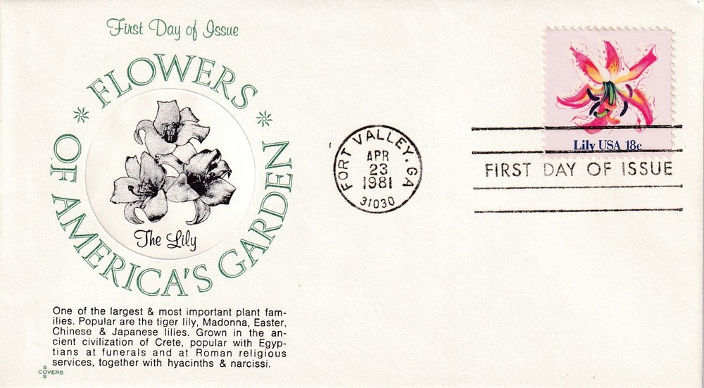 STAMP US SCOTT 1879 "Flowers - Lily" 18 CENT 1981 FDC - C