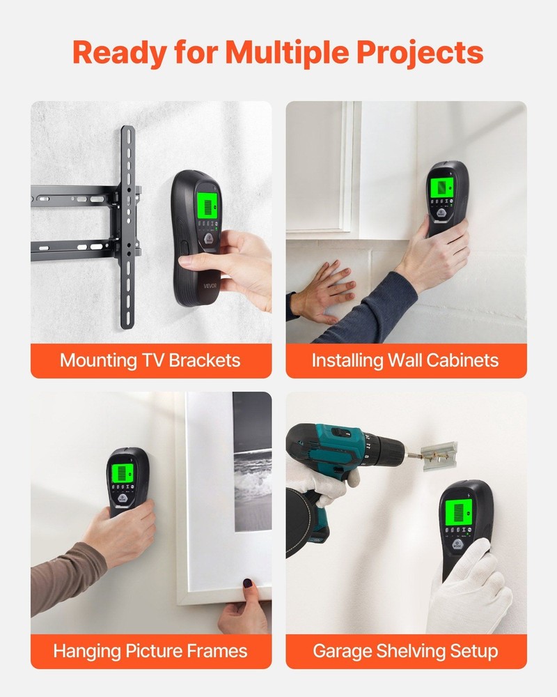 Precision Electronic Stud Finder with 5 Scan Modes and Clear Target Display